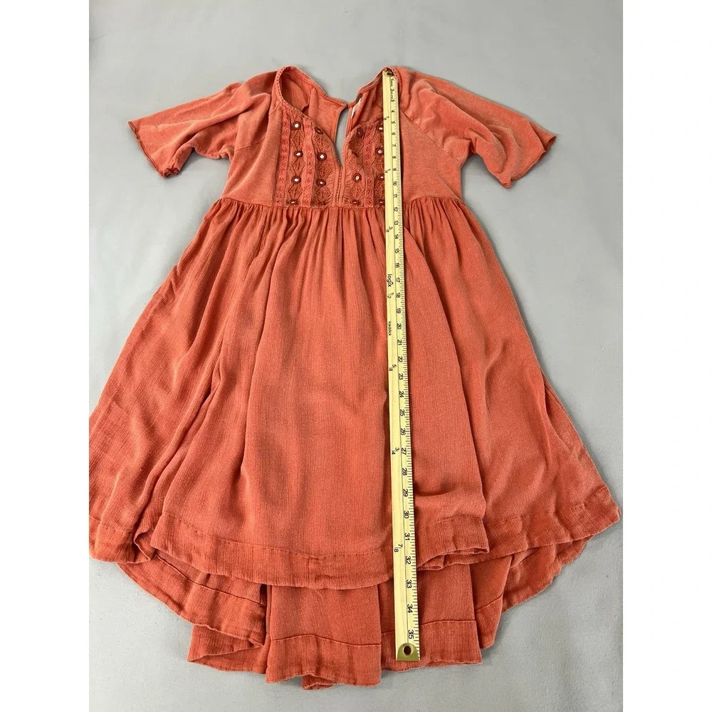 Free People Women's Embroidered Boho Dress Size XS 100%‎ Soft Indian Cotton